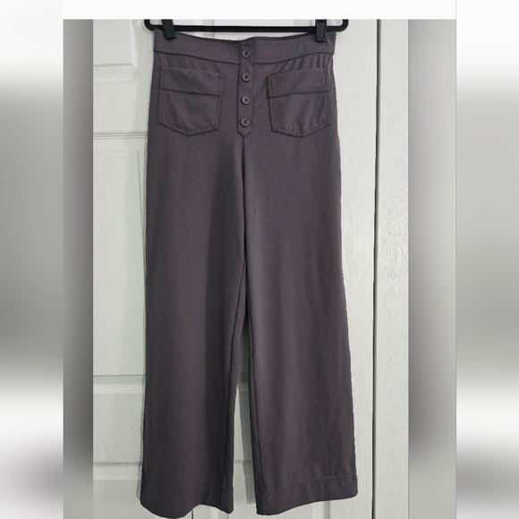 NWT Halara HaloTek Air Wide Leg High Waisted Button Front Pants Grey - L - Picture 1 of 6